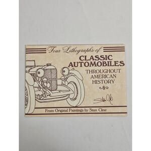 Stan Cline (4) Four Lithographs of Classic Automobiles 20s 30s 40s 50s Vintage